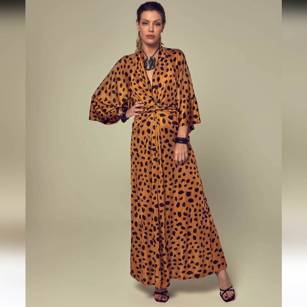 Maria Sanz Women's Kimono Animal Floral Print Size One Size Romantic Boho Chic - Picture 12 of 13